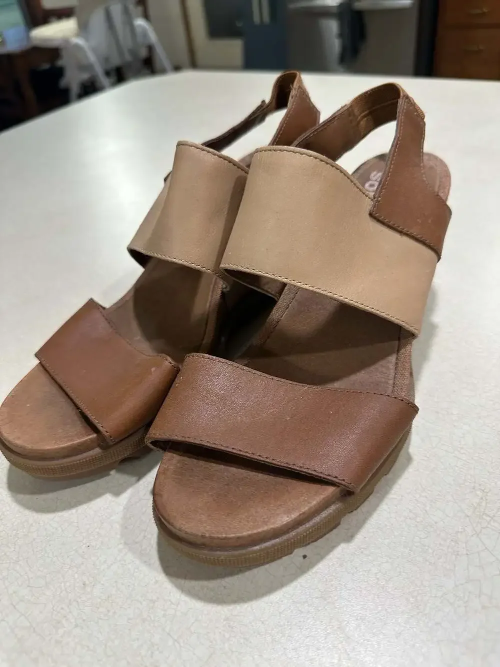 Sorel Women's Joanie II Slingback Wedges in Camel Brown size 8